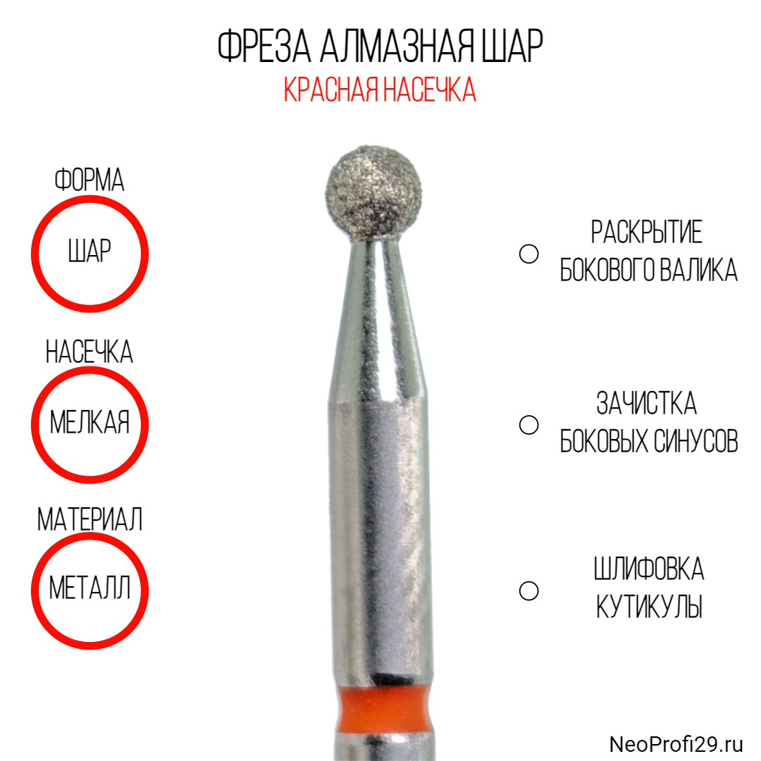 Фреза алмазная Шар Д 2,3 мм КМИЗ