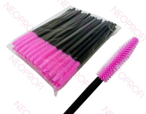 Щеточка для ресниц бровей силиконовая 50шт/уп